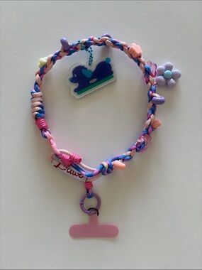 Versatile Braided Charm Wrist Lanyard/Necklace - Pink & Purple